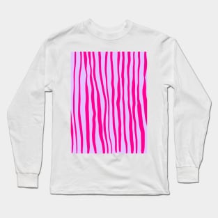 Vertical retro wavy lines - magenta and violet Long Sleeve T-Shirt